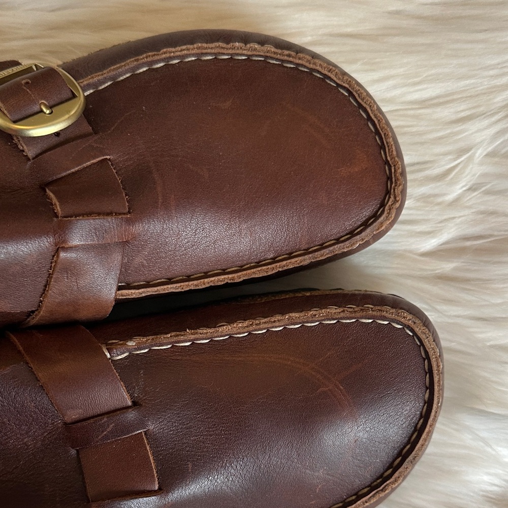 Birkenstock Buckley Natural Oiled Leather Buckle Clog Mules - Picture 7 of 11